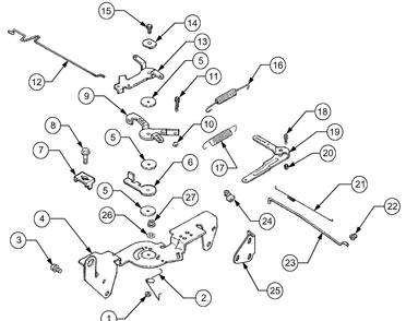 Engine Controls (Kh-64638) Diagram and Parts List for 2518-44 13A208L100-13B288L100 Cub Cadet Lawn Tractor